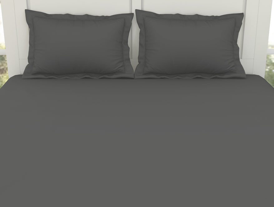 Solid Charcoal - Charcoal 100% Cotton King Fitted Sheet - Everyday Essentials By Spaces