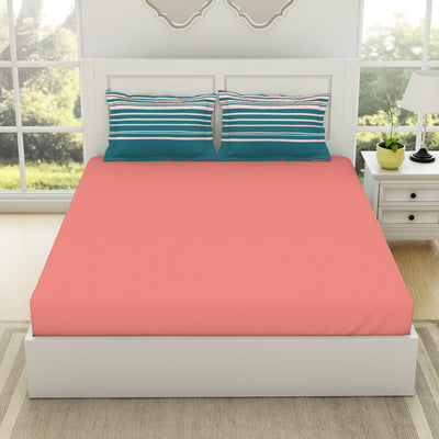 Solid/Geometric Corl/Sprkgvilt 100% Cotton King Size Bedsheet - Gypsy By Spaces
