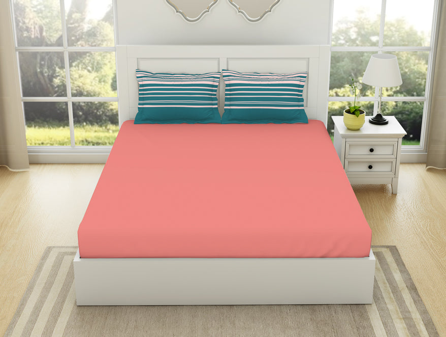 Solid/Geometric Corl/Sprkgvilt 100% Cotton King Size Bedsheet - Gypsy By Spaces