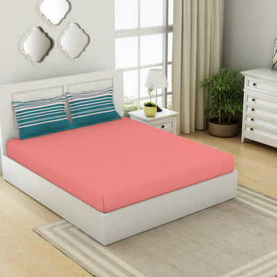 Solid/Geometric Corl/Sprkgvilt 100% Cotton King Size Bedsheet - Gypsy By Spaces