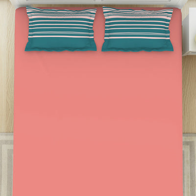 Solid/Geometric Corl/Sprkgvilt 100% Cotton King Size Bedsheet - Gypsy By Spaces
