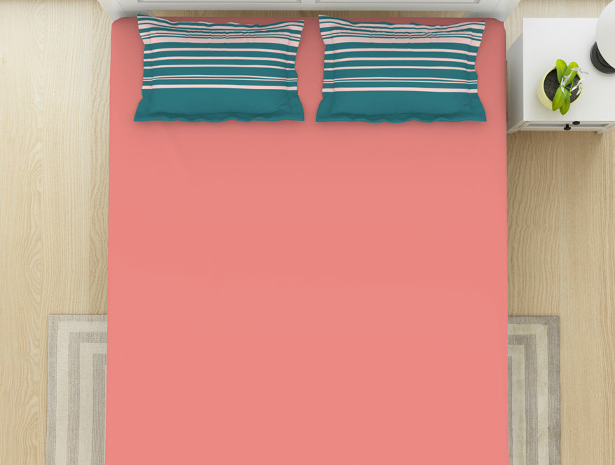 Solid/Geometric Corl/Sprkgvilt 100% Cotton King Size Bedsheet - Gypsy By Spaces