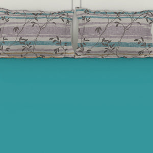 Solid Teal/Brintwhte - Teal 100% Cotton King Size Bedsheet - Gypsy By Spaces