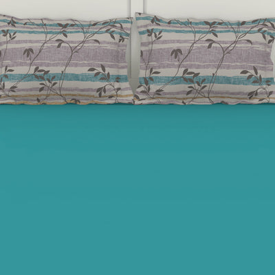 Solid Teal/Brintwhte - Teal 100% Cotton King Size Bedsheet - Gypsy By Spaces
