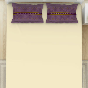 Geometric Ivory/ Sea Fog - Ivory 100% Cotton King Size Bedsheet - Geospace By Spaces