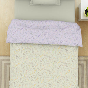 Floral Mystic Blue - Light Grey 100% Cotton Shell Single Quilt / AC Comforter - Bohemia By Spaces
