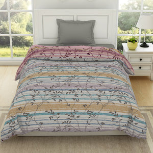 Floral Brilliant White - White 100% Cotton Shell Single Quilt / AC Comforter - Gypsy By Spaces