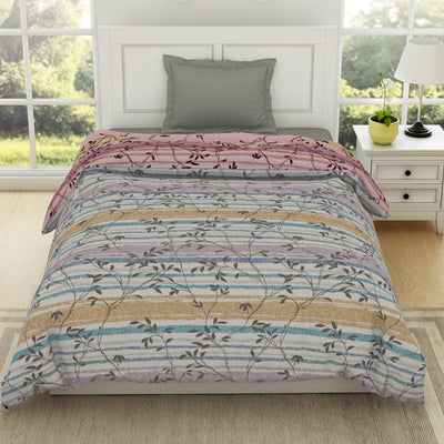Floral Brilliant White - White 100% Cotton Shell Single Quilt / AC Comforter - Gypsy By Spaces
