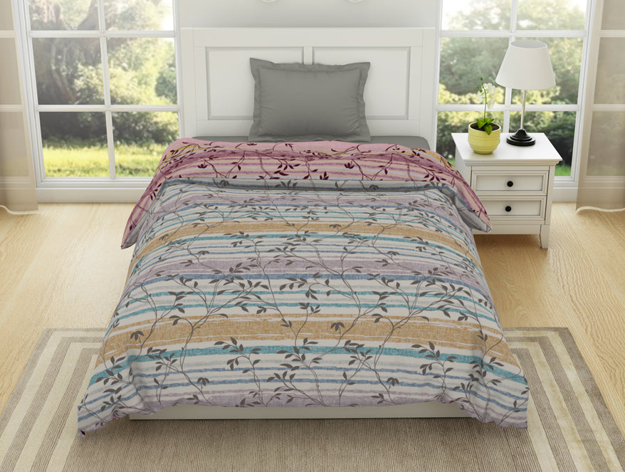 Floral Brilliant White - White 100% Cotton Shell Single Quilt / AC Comforter - Gypsy By Spaces