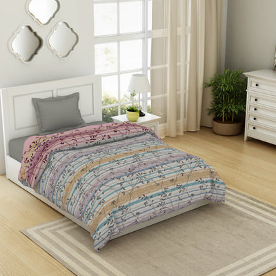 Floral Brilliant White - White 100% Cotton Shell Single Quilt / AC Comforter - Gypsy By Spaces