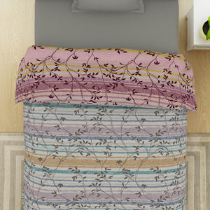 Floral Brilliant White - White 100% Cotton Shell Single Quilt / AC Comforter - Gypsy By Spaces