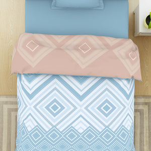 Geometric Dream Blue - Light Blue 100% Cotton Shell Single Quilt / AC Comforter - Geospace By Spaces