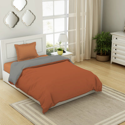 Solid Rust/ Gray - Rust 100% Cotton Shell Single Quilt / AC Comforter - Everyday Essentials By Spaces