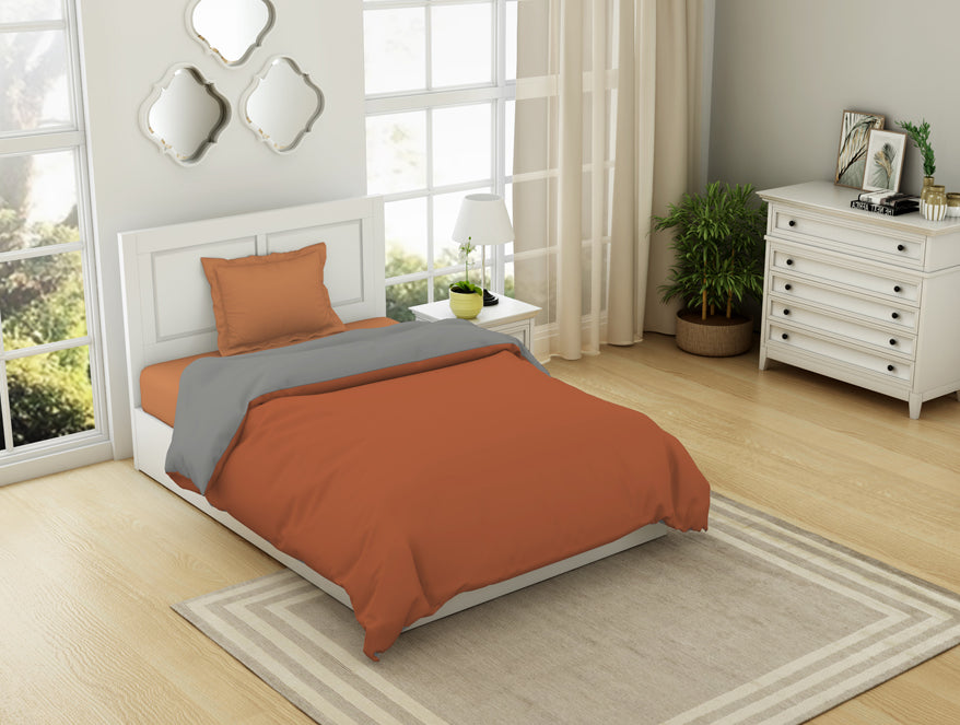 Solid Rust/ Gray - Rust 100% Cotton Shell Single Quilt / AC Comforter - Everyday Essentials By Spaces