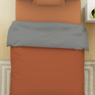 Solid Rust/ Gray - Rust 100% Cotton Shell Single Quilt / AC Comforter - Everyday Essentials By Spaces