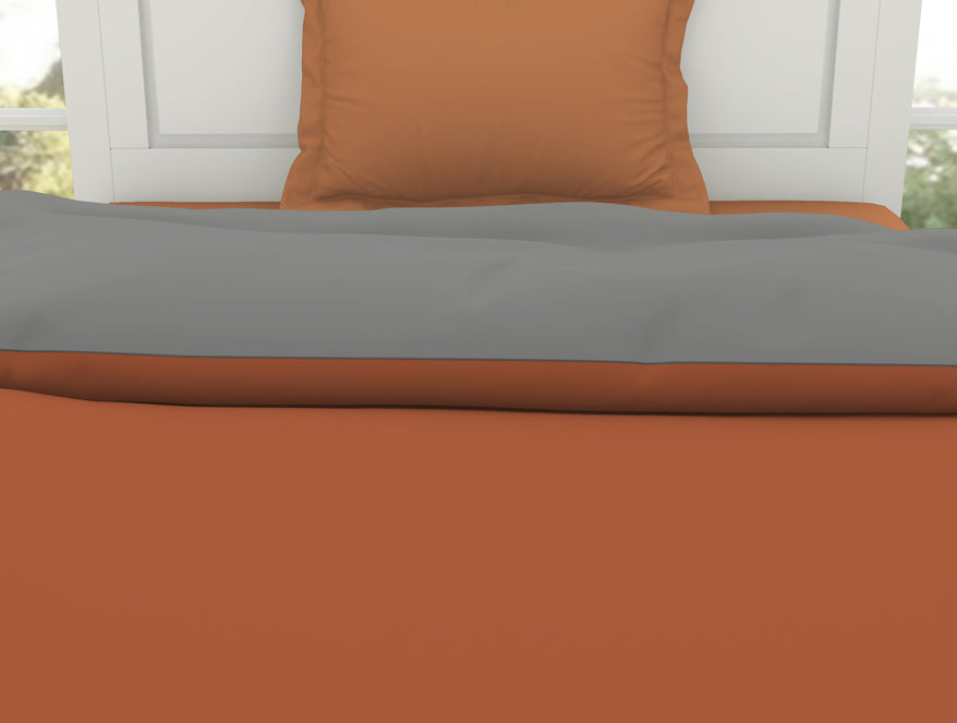 Solid Rust/ Gray - Rust 100% Cotton Shell Single Quilt / AC Comforter - Everyday Essentials By Spaces