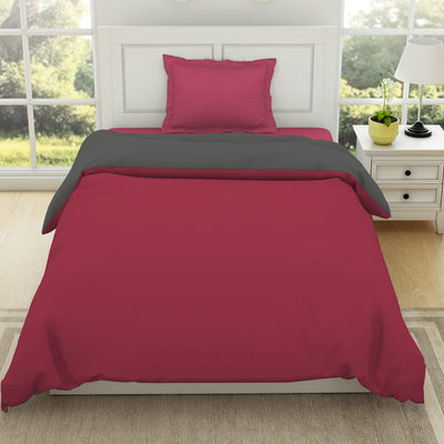 Solid Red/ Charcoal - Red 100% Cotton Shell Single Quilt / AC Comforter - Everyday Essentials By Spaces