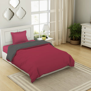 Solid Red/ Charcoal - Red 100% Cotton Shell Single Quilt / AC Comforter - Everyday Essentials By Spaces