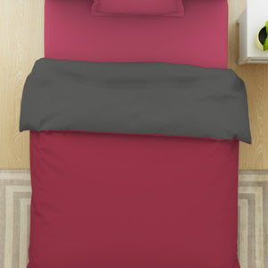 Solid Red/ Charcoal - Red 100% Cotton Shell Single Quilt / AC Comforter - Everyday Essentials By Spaces