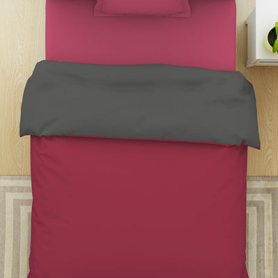 Solid Red/ Charcoal - Red 100% Cotton Shell Single Quilt / AC Comforter - Everyday Essentials By Spaces