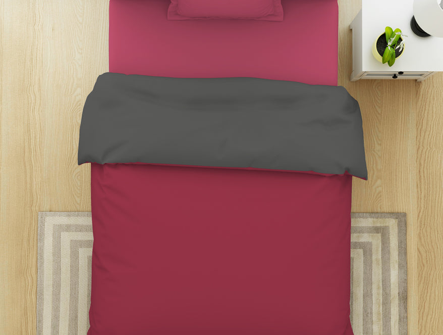Solid Red/ Charcoal - Red 100% Cotton Shell Single Quilt / AC Comforter - Everyday Essentials By Spaces