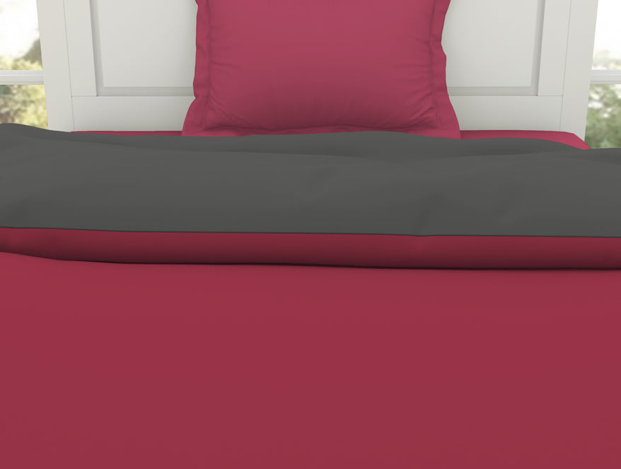 Solid Red/ Charcoal - Red 100% Cotton Shell Single Quilt / AC Comforter - Everyday Essentials By Spaces