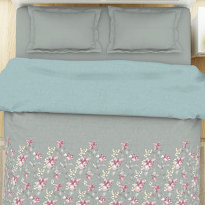 Floral Moon Rock - Grey 100% Cotton Shell Double Quilt / AC Comforter - Bohemia By Spaces