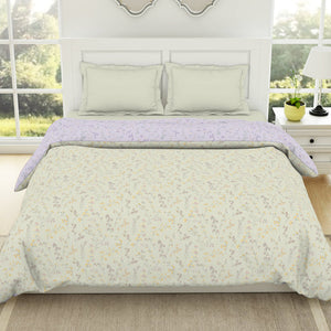 Floral Mystic Blue - Light Grey 100% Cotton Shell Double Quilt / AC Comforter - Bohemia By Spaces