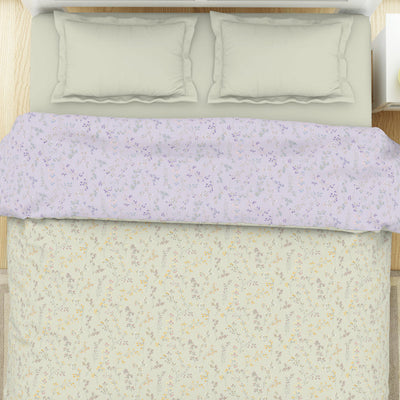 Floral Mystic Blue - Light Grey 100% Cotton Shell Double Quilt / AC Comforter - Bohemia By Spaces