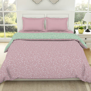 Floral Pale Mauve - Light Brown 100% Cotton Shell Double Quilt / AC Comforter - Bohemia By Spaces