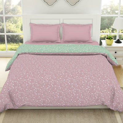 Floral Pale Mauve - Light Brown 100% Cotton Shell Double Quilt / AC Comforter - Bohemia By Spaces