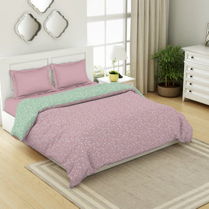 Floral Pale Mauve - Light Brown 100% Cotton Shell Double Quilt / AC Comforter - Bohemia By Spaces