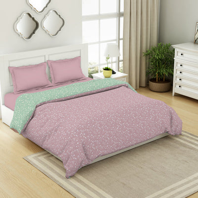 Floral Pale Mauve - Light Brown 100% Cotton Shell Double Quilt / AC Comforter - Bohemia By Spaces