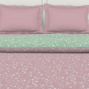Floral Pale Mauve - Light Brown 100% Cotton Shell Double Quilt / AC Comforter - Bohemia By Spaces