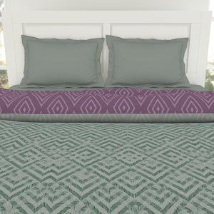 Geometric Harbour Grey - Light Teal 100% Cotton Shell Double Quilt / AC Comforter - Geospace By Spaces