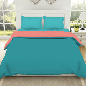 Solid Teal/ Coral - Teal 100% Cotton Shell Double Quilt / AC Comforter - Everyday Essentials By Spaces