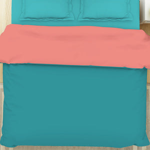 Solid Teal/ Coral - Teal 100% Cotton Shell Double Quilt / AC Comforter - Everyday Essentials By Spaces