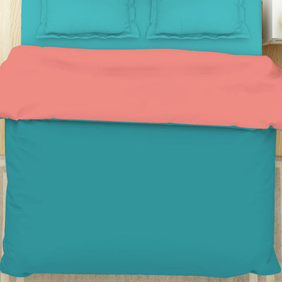 Solid Teal/ Coral - Teal 100% Cotton Shell Double Quilt / AC Comforter - Everyday Essentials By Spaces