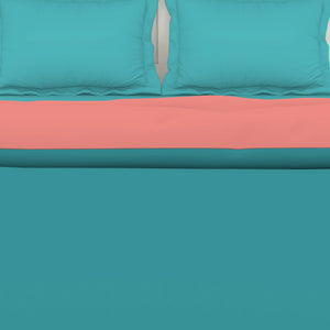 Solid Teal/ Coral - Teal 100% Cotton Shell Double Quilt / AC Comforter - Everyday Essentials By Spaces