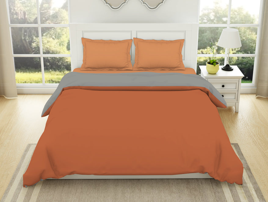Solid Rust/ Gray - Rust 100% Cotton Shell Double Quilt / AC Comforter - Everyday Essentials By Spaces