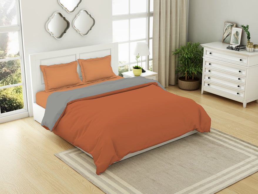 Solid Rust/ Gray - Rust 100% Cotton Shell Double Quilt / AC Comforter - Everyday Essentials By Spaces