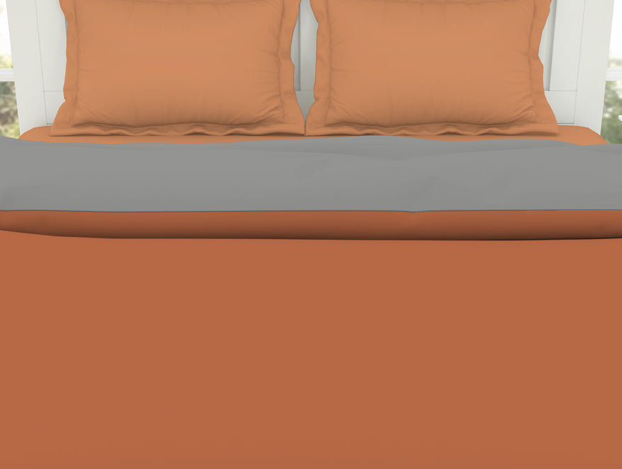 Solid Rust/ Gray - Rust 100% Cotton Shell Double Quilt / AC Comforter - Everyday Essentials By Spaces