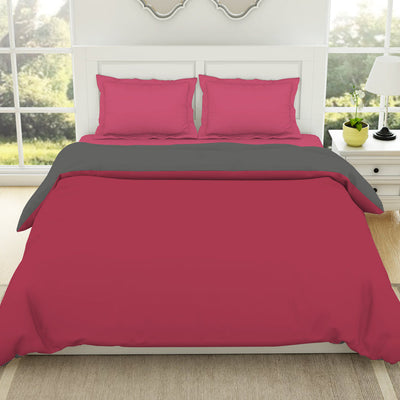 Solid Red/ Charcoal - Red 100% Cotton Shell Double Quilt / AC Comforter - Everyday Essentials By Spaces