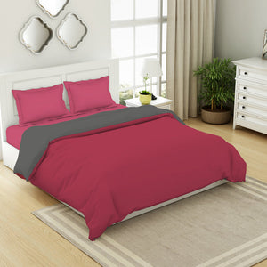 Solid Red/ Charcoal - Red 100% Cotton Shell Double Quilt / AC Comforter - Everyday Essentials By Spaces