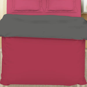 Solid Red/ Charcoal - Red 100% Cotton Shell Double Quilt / AC Comforter - Everyday Essentials By Spaces