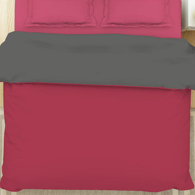 Solid Red/ Charcoal - Red 100% Cotton Shell Double Quilt / AC Comforter - Everyday Essentials By Spaces