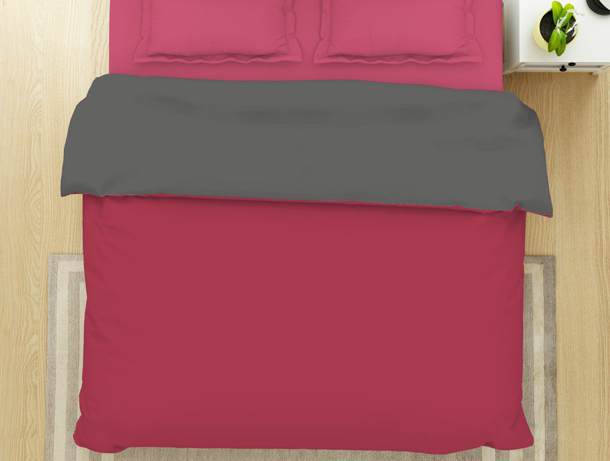 Solid Red/ Charcoal - Red 100% Cotton Shell Double Quilt / AC Comforter - Everyday Essentials By Spaces
