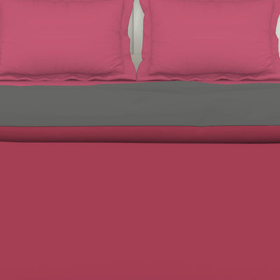 Solid Red/ Charcoal - Red 100% Cotton Shell Double Quilt / AC Comforter - Everyday Essentials By Spaces