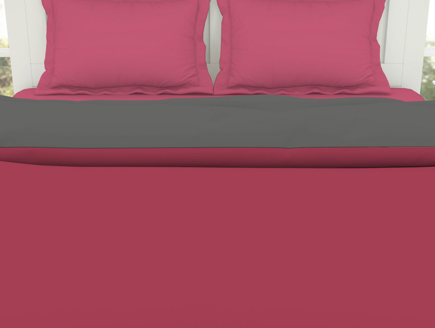 Solid Red/ Charcoal - Red 100% Cotton Shell Double Quilt / AC Comforter - Everyday Essentials By Spaces