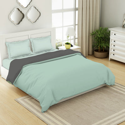 Solid Mint/ Charcoal - Mint 100% Cotton Shell Double Quilt / AC Comforter - Everyday Essentials By Spaces